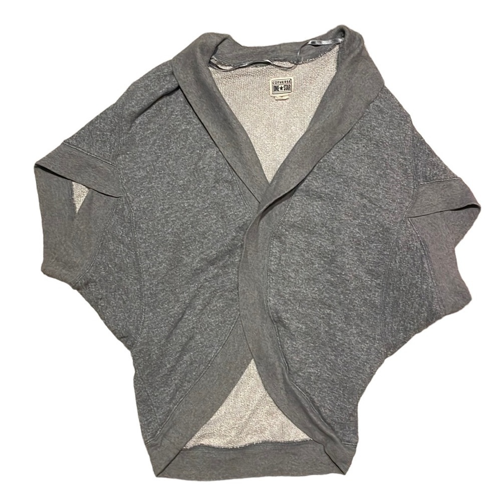 CONVERSE Gray Short‎ Sleeve Open Sweatshirt Vest